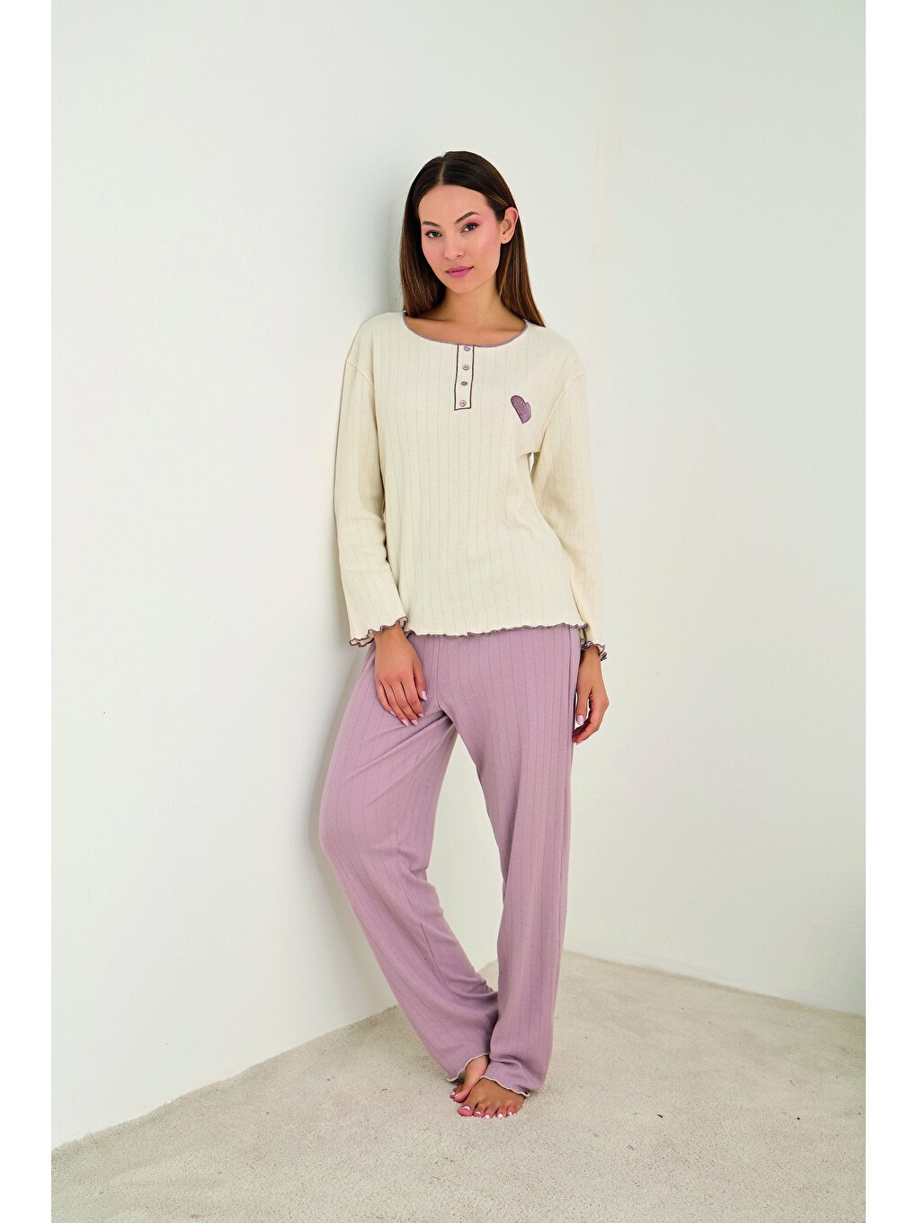 Pembe Örme İnterlok Pijama Takım25226009-2