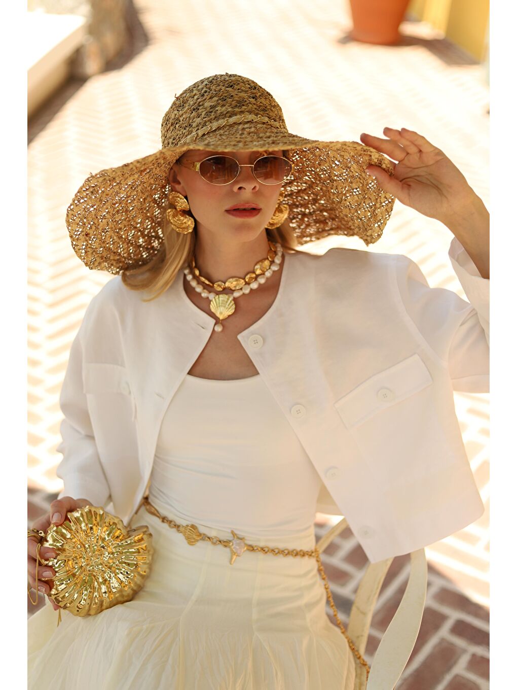 Modal Crop Ceket Beyaz-3