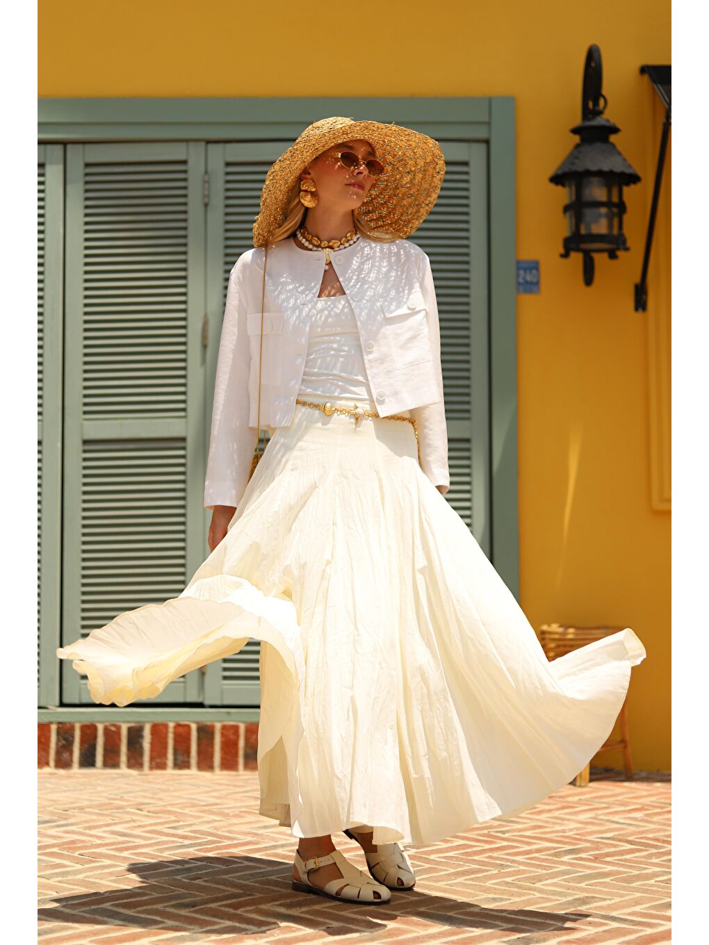 Modal Crop Ceket Beyaz-4