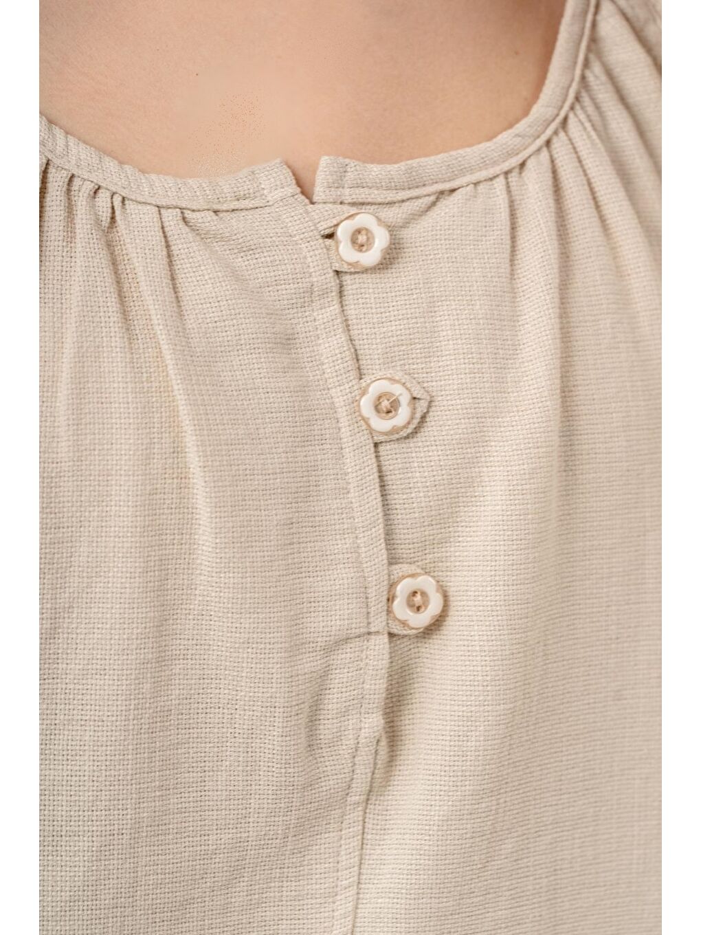 Bej Kız Çocuk %100 Jüt Pamuk Alt-Üst Takım P1038-3