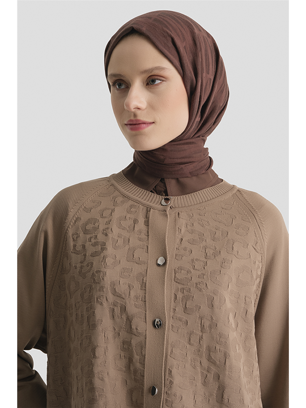 Bej Jakarlı Triko Hırka 25Kd2306 Vizon-2