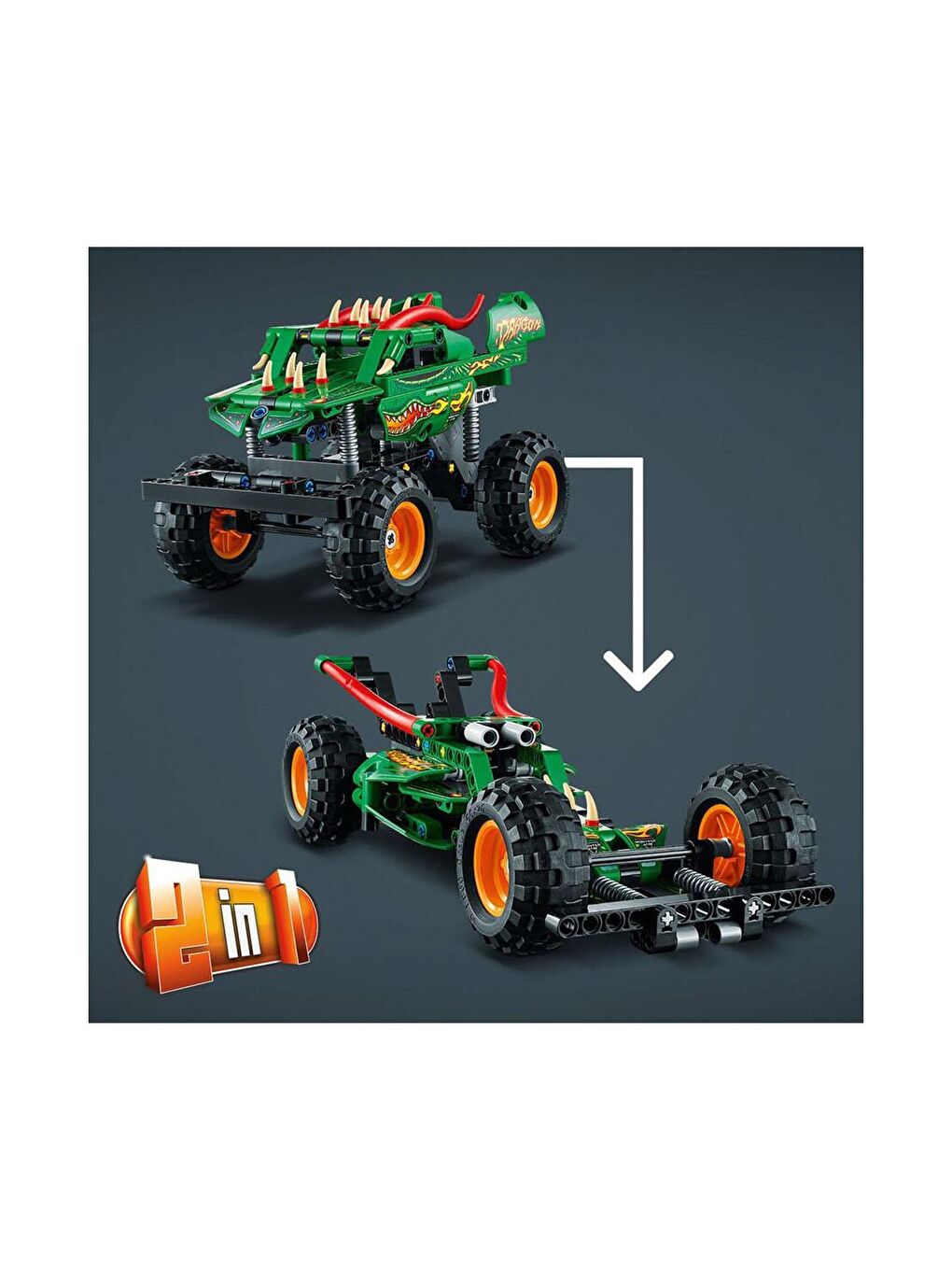 Lego Beyaz-Renklibaskı Technic Monster Jam Dragon 42149 - 3