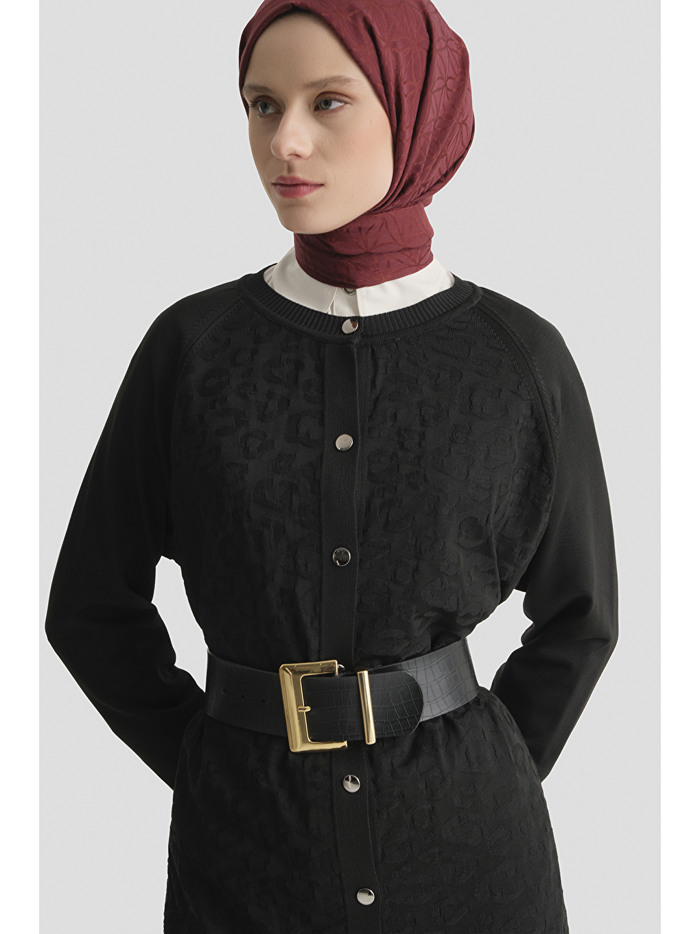 Siyah Jakarlı Triko Hırka 25Kd2306 Sİyah-2