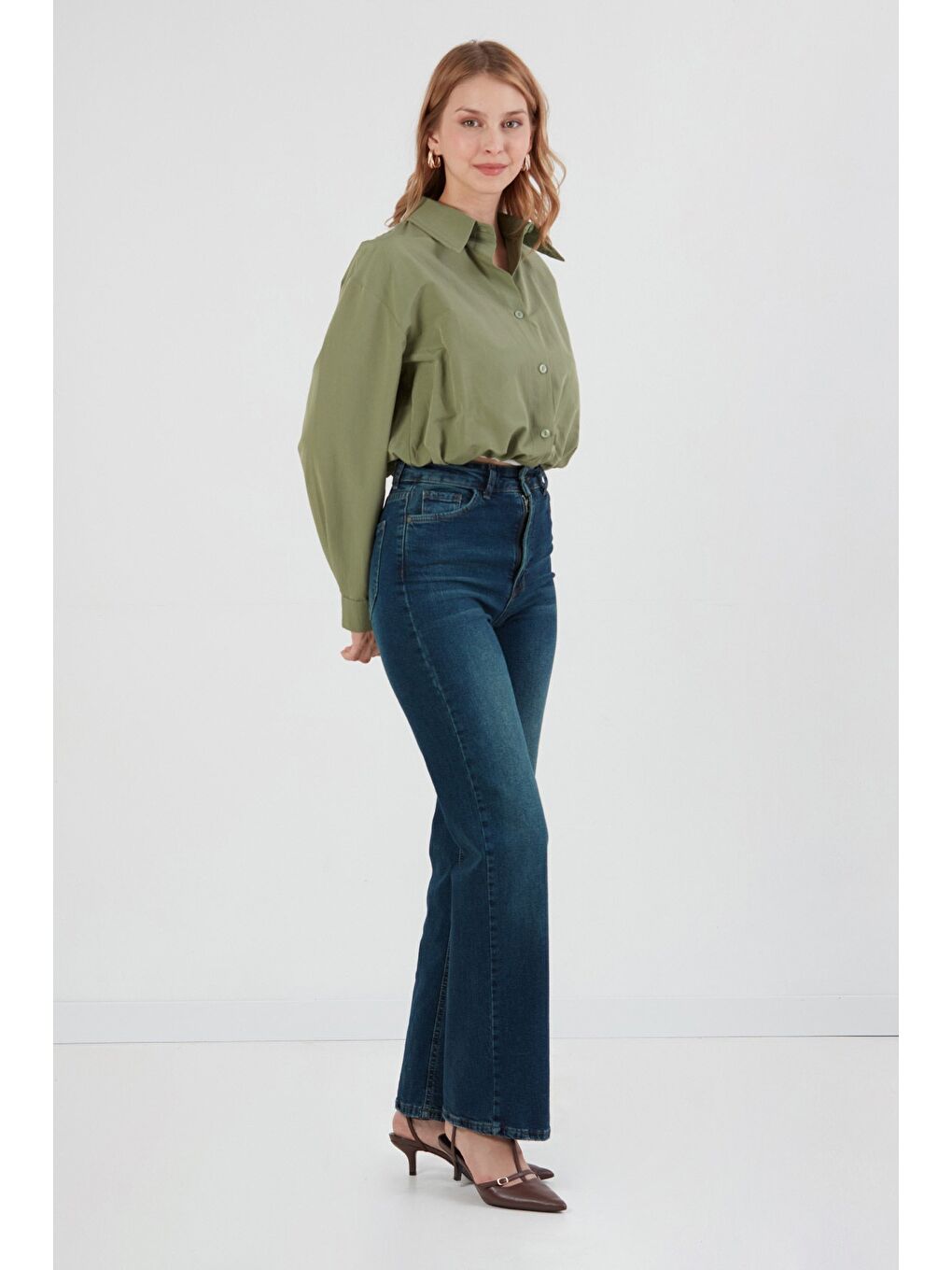 Haki Basic Body Detaylı Gömlek-4