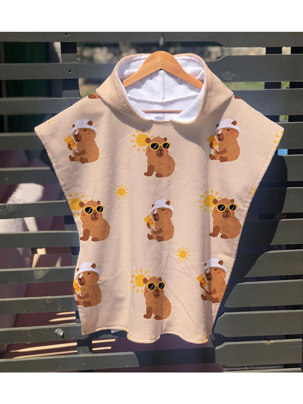 Karışık Desenli Çocuk Panço Plaj Havlusu & Bornozu 60x60 cm