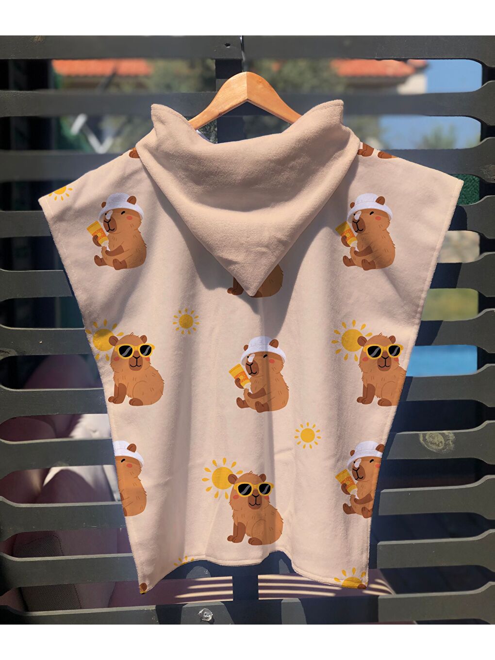 Karışık Desenli Çocuk Panço Plaj Havlusu & Bornozu 60x60 cm-1