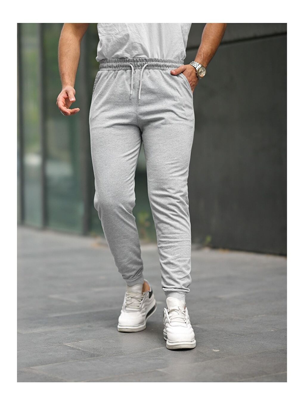 Gri Unisex Antrasit Paça Lastikli Eşofman