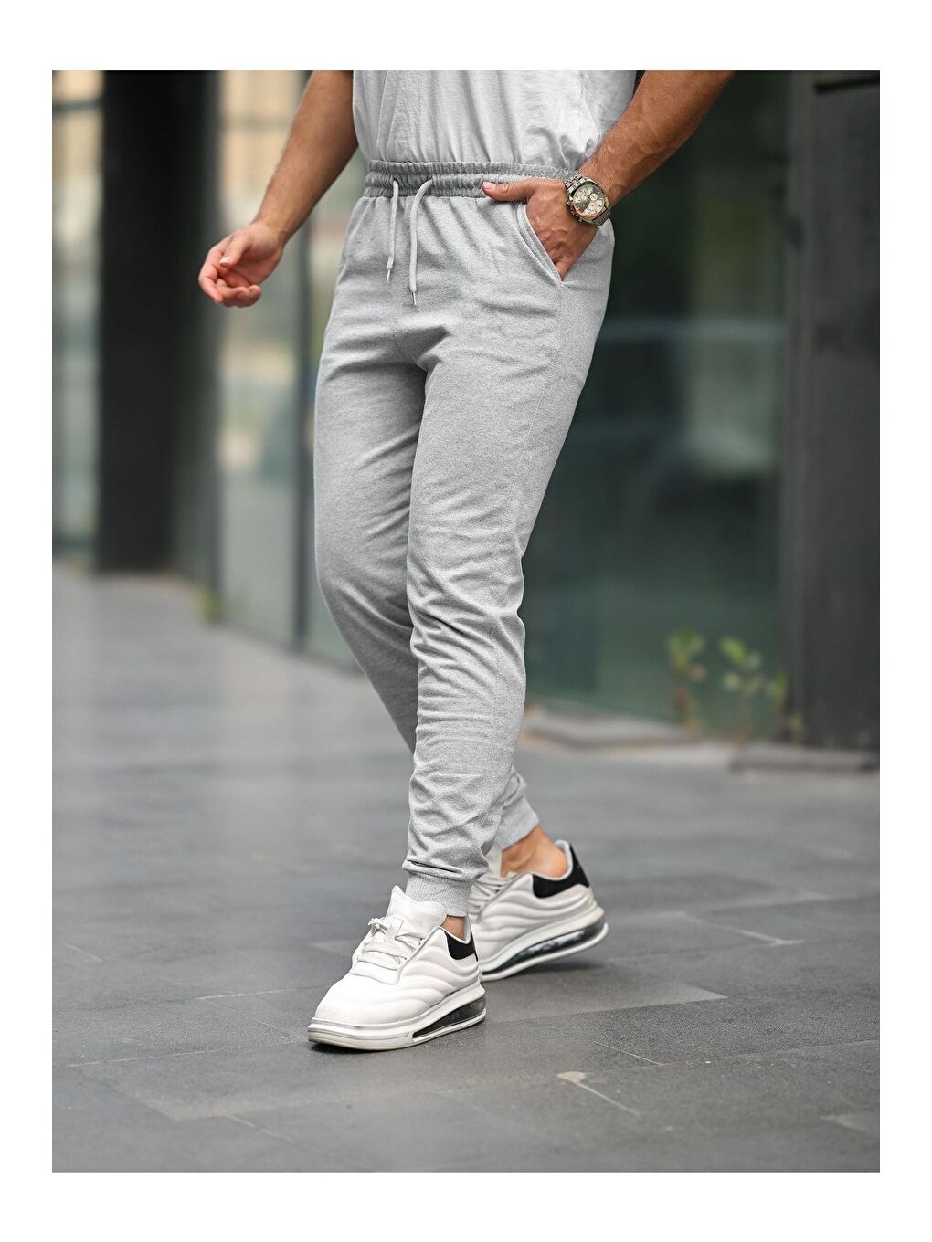 Gri Unisex Antrasit Paça Lastikli Eşofman-2