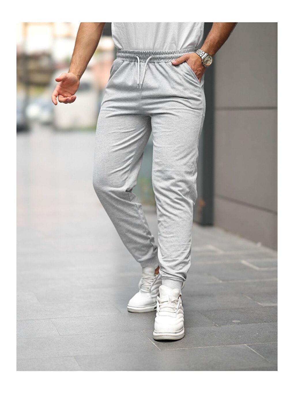 Gri Unisex Antrasit Paça Lastikli Eşofman-3