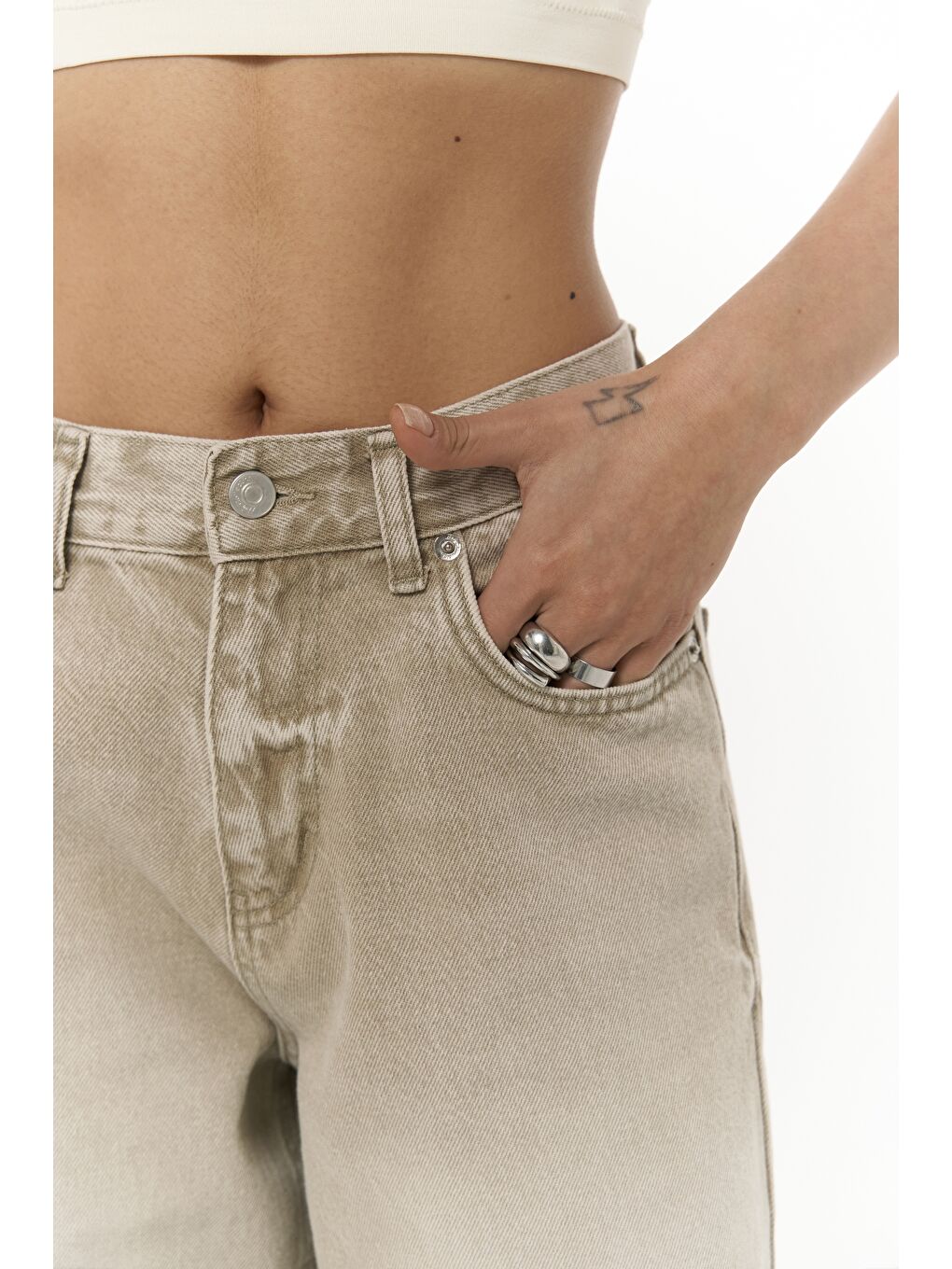 Volme Yıkamalı Gri Jean Pantolon-6