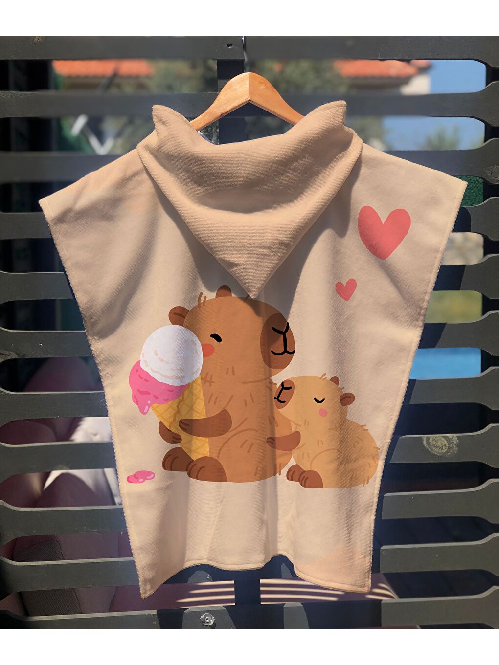 Karışık Desenli Çocuk Panço Plaj Havlusu & Bornozu 60x60 cm-1