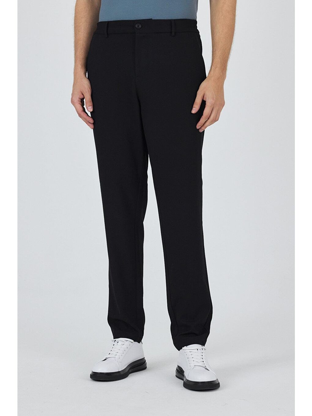 Siyah Esnek Yandan Cepli Casual Standart Fit Pantolon 1003250119