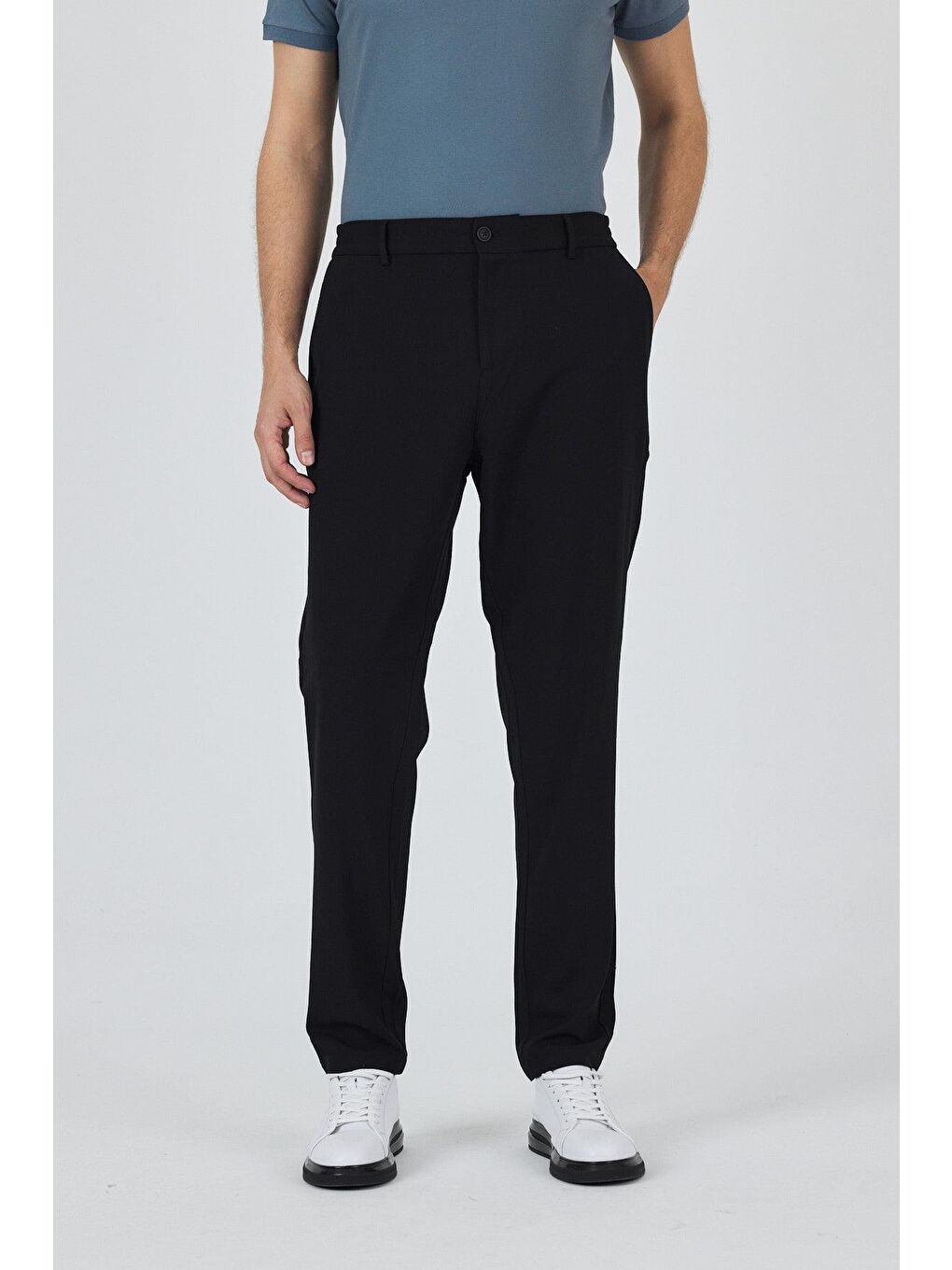 Siyah Esnek Yandan Cepli Casual Standart Fit Pantolon 1003250119-1