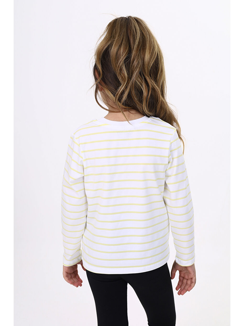Sarı Unisex Çocuk Çizgili Tişört-3
