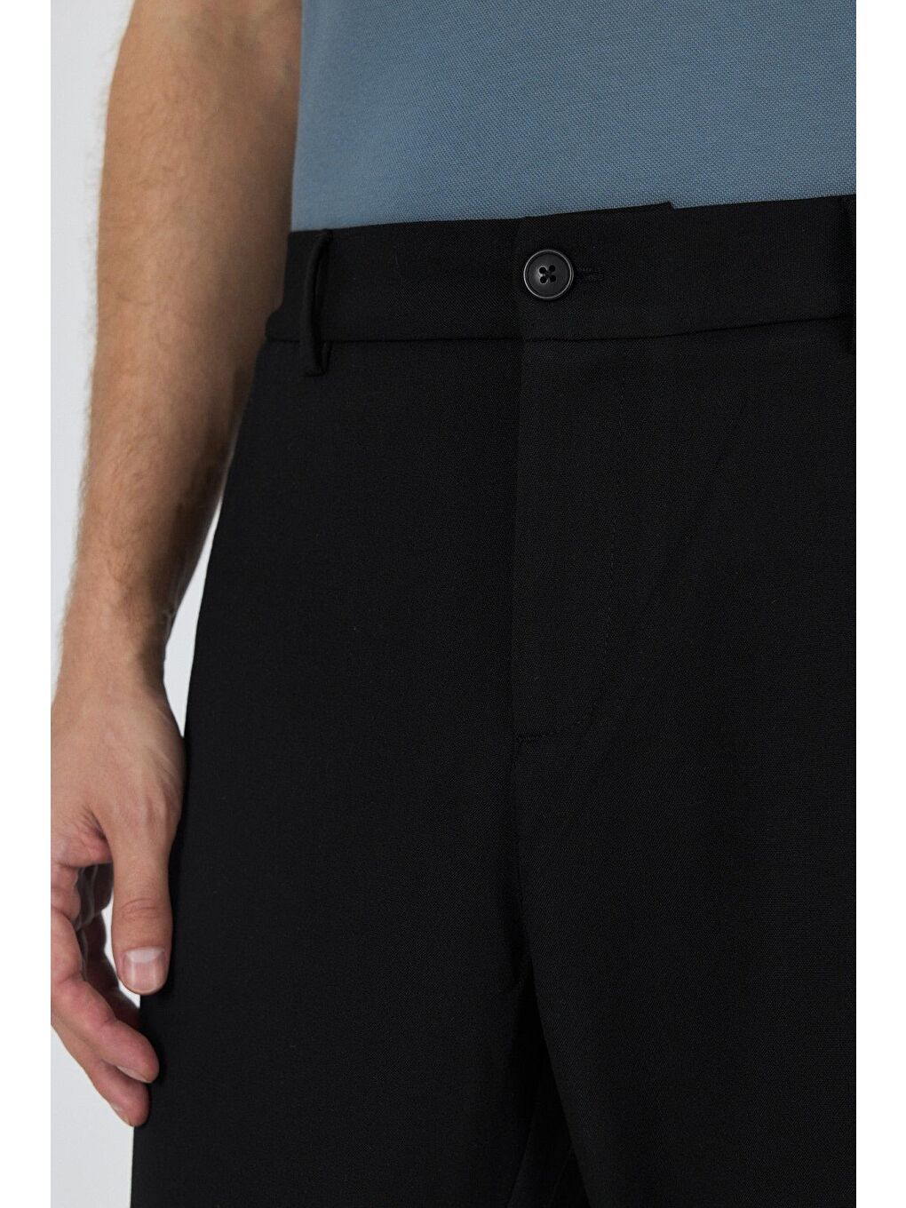 Siyah Esnek Yandan Cepli Casual Standart Fit Pantolon 1003250119-3