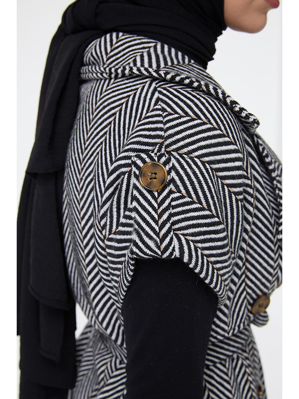 Kruvaze Yaka Kadın Bej Trenç Kap - 13032-2