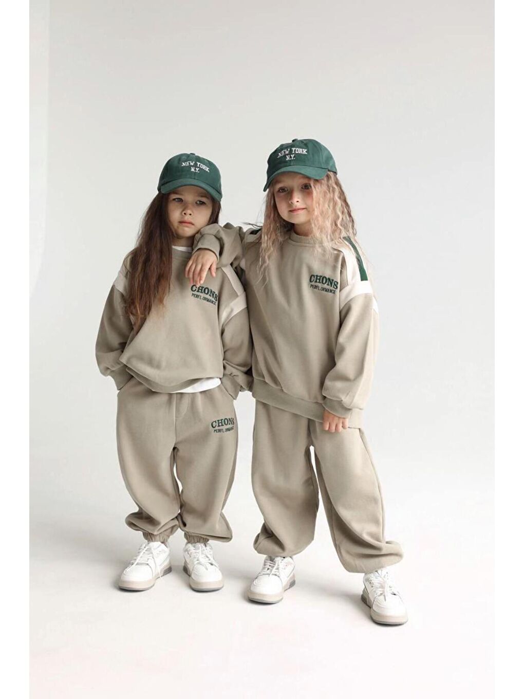 Karışık Unisex Çocuk Kışlık Chons Sloganlı Pamuklu Sweatshirt Eşofman Alt-Üst Takım