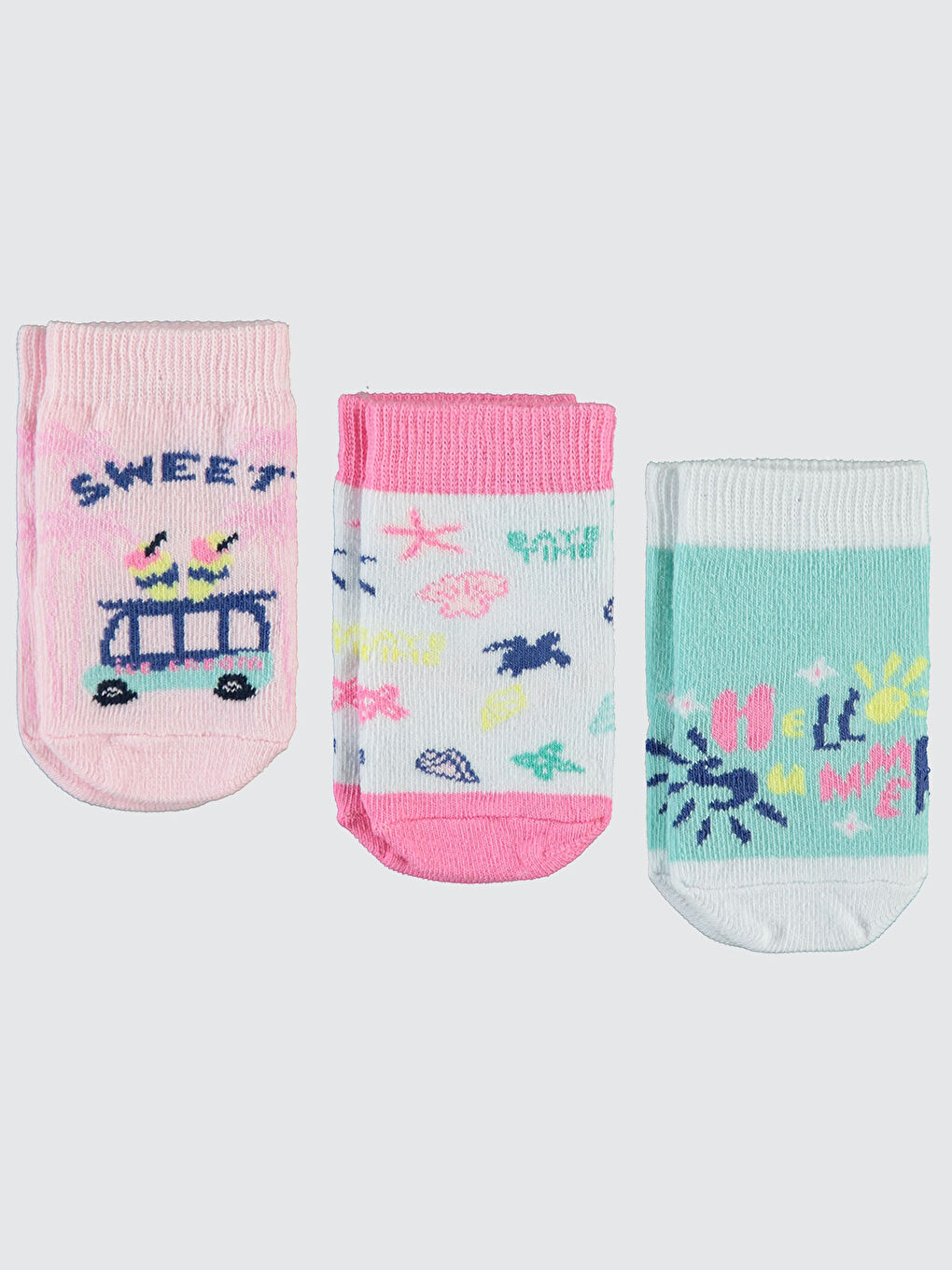 Baby Kız Bebek 3'lü Bebek Çorap Set 6-18 Ay Pembe