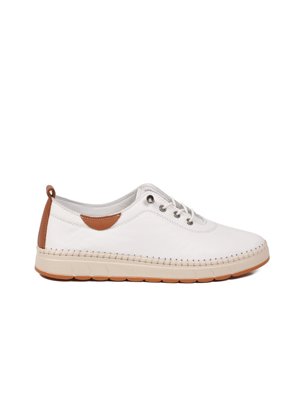 Beyaz Hakiki Deri Ortopedik Kadın Casual Ayakkabı 3030 Z-1