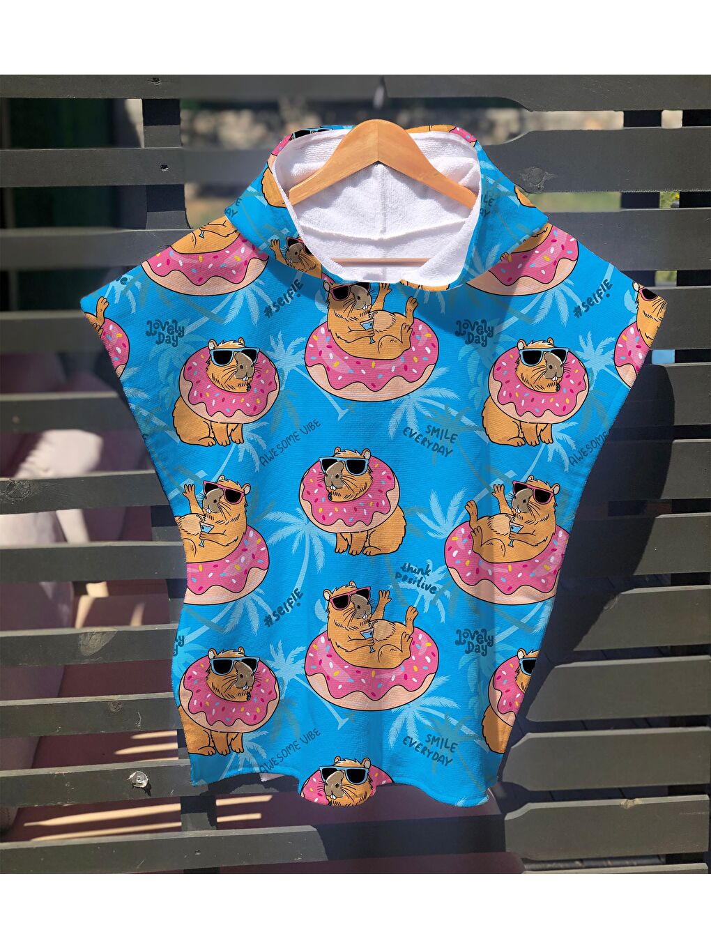 Karışık Desenli Çocuk Panço Plaj Havlusu & Bornozu 60x60 cm