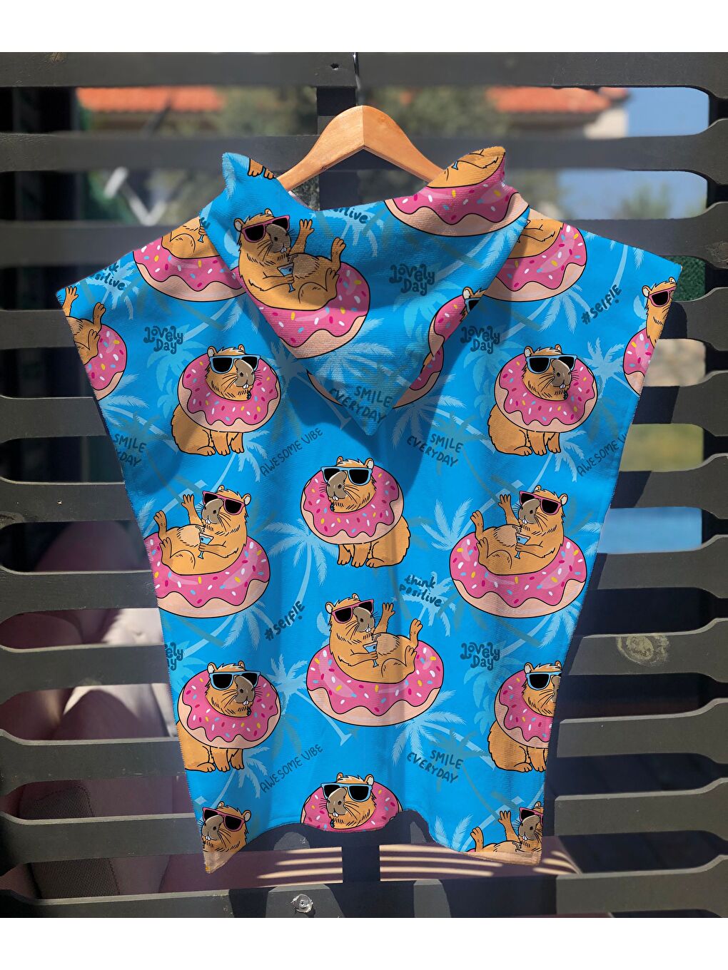 Karışık Desenli Çocuk Panço Plaj Havlusu & Bornozu 60x60 cm-1