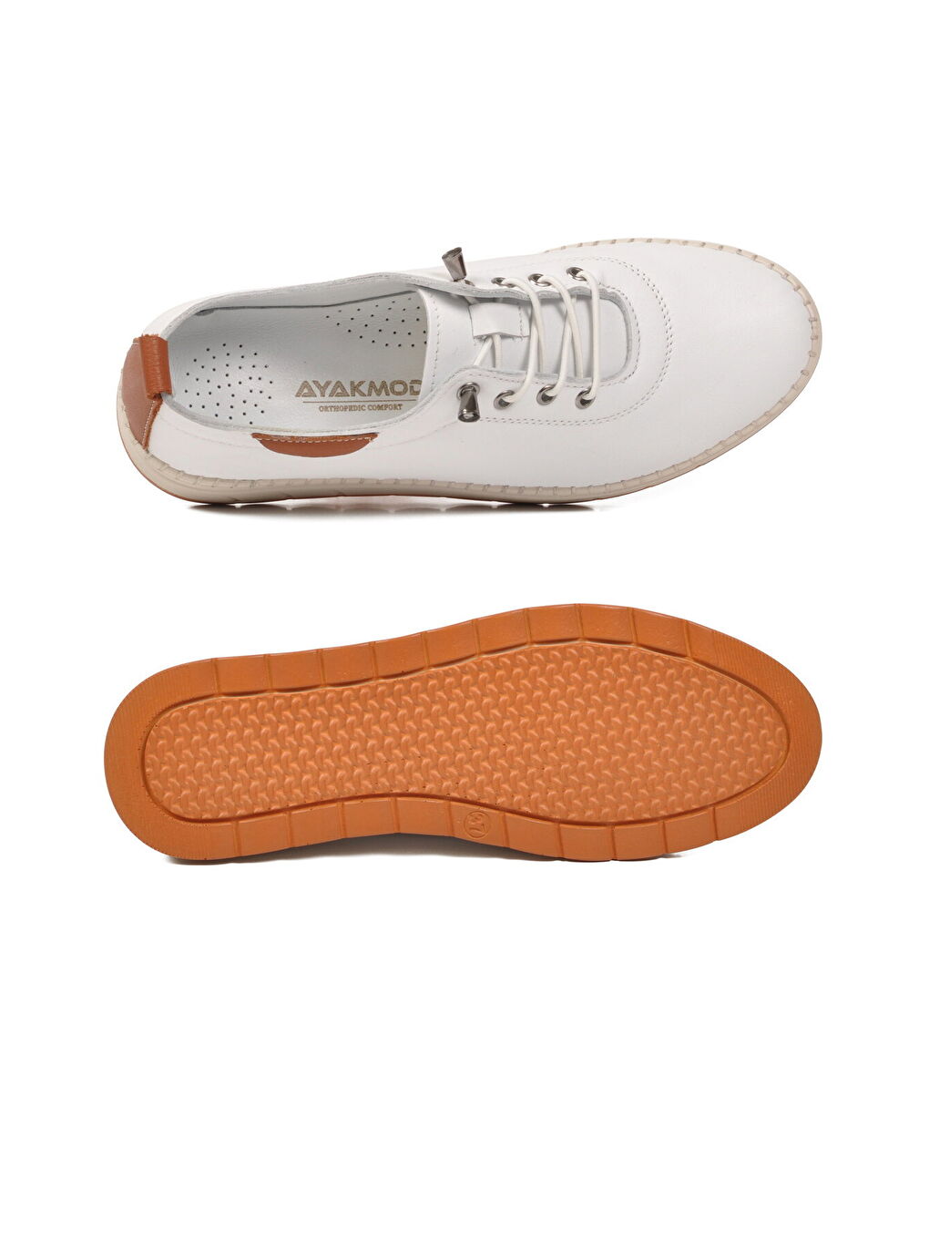 Beyaz Hakiki Deri Ortopedik Kadın Casual Ayakkabı 3030 Z-4