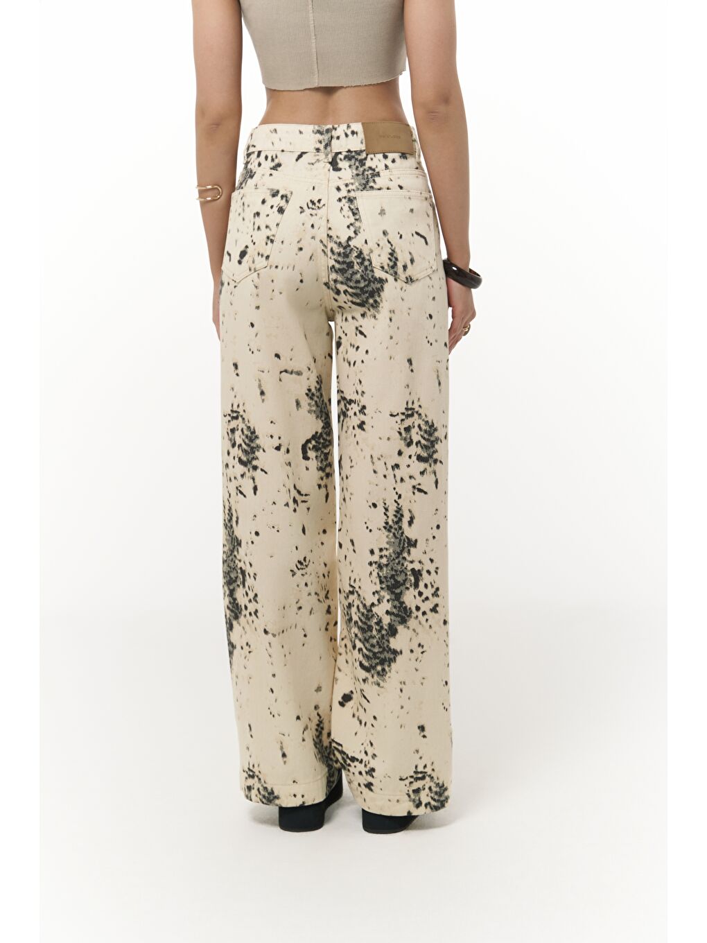 Nellore Desenli Bej Jean Pantolon-3