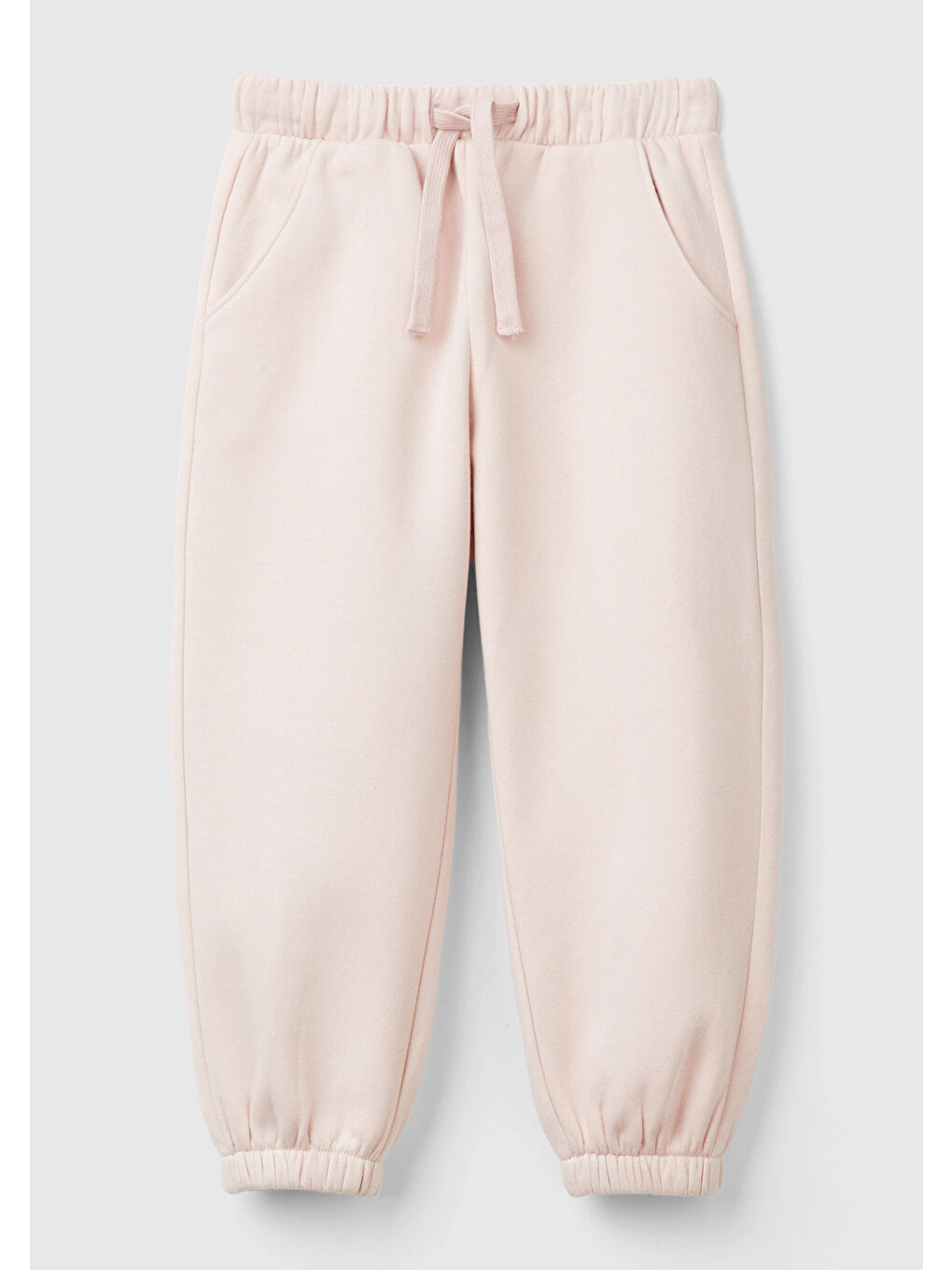Kız Çocuk Toz Pembe Arkası Logo Detaylı Beli Paçası Lastikli Büzgü İpli Eşofman Altı