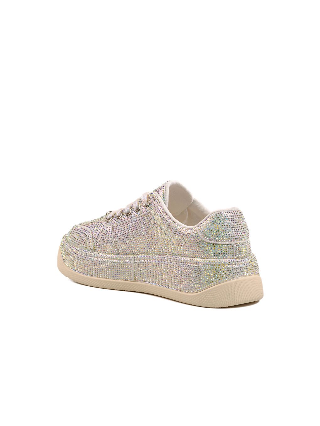 Beyaz Taş İşlemeli Kadın Sneaker 25Y451-10 Z-3