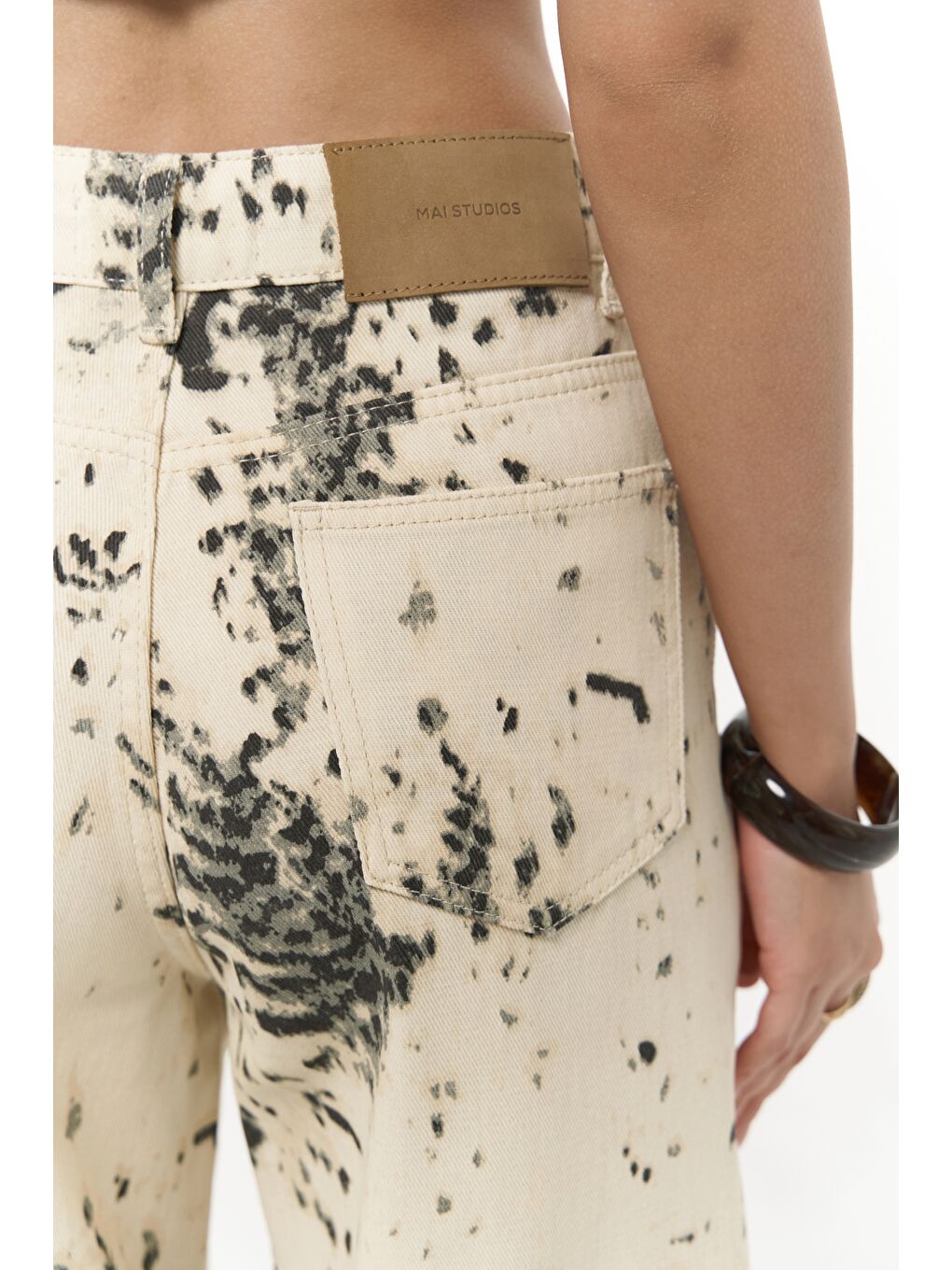 Nellore Desenli Bej Jean Pantolon-6