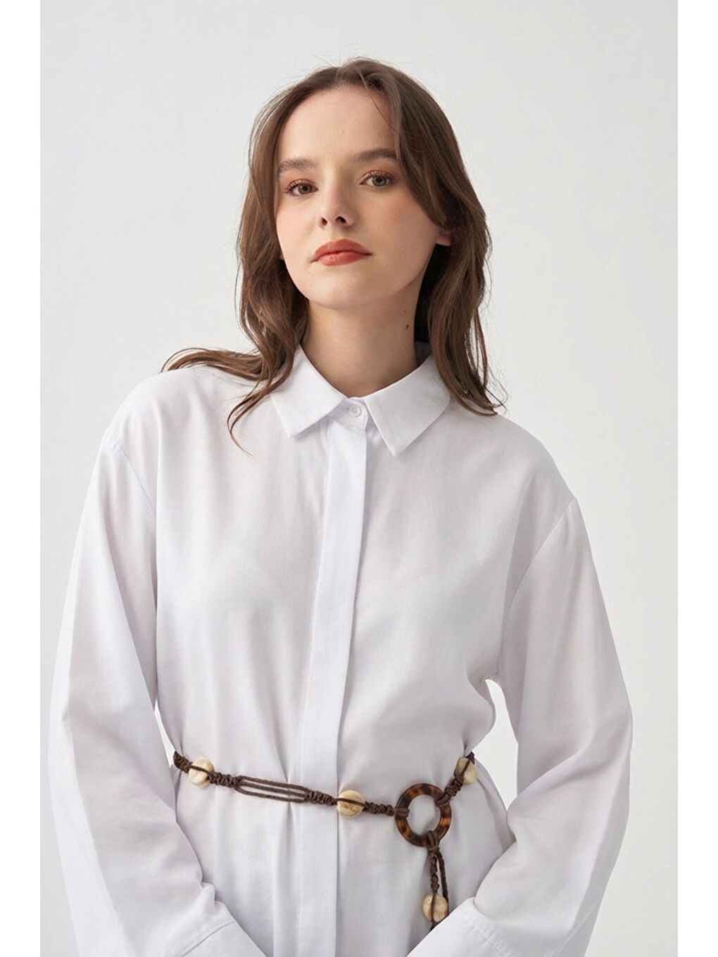 Beyaz-Düğme Detaylı Basic Takım-3