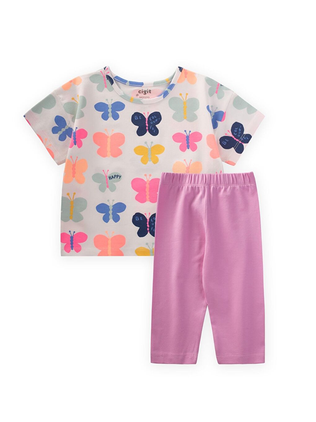 Ekru Kız Çocuk Baskılı Takım