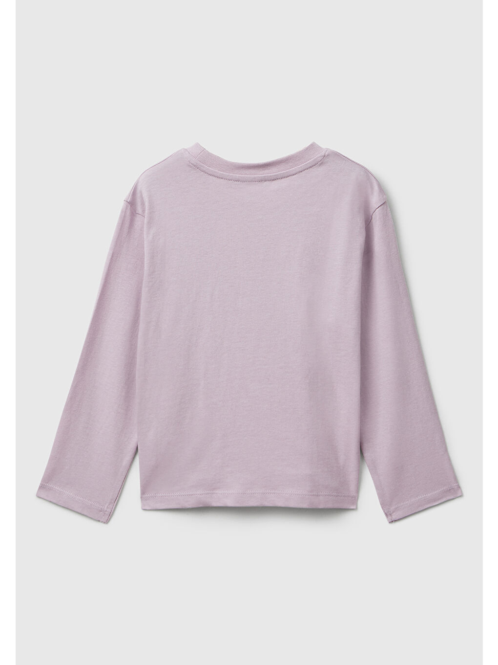 Kız Çocuk Lila Önü Parıltılı Baskılı Bisiklet Yaka Uzun Kollu T-shirt-1