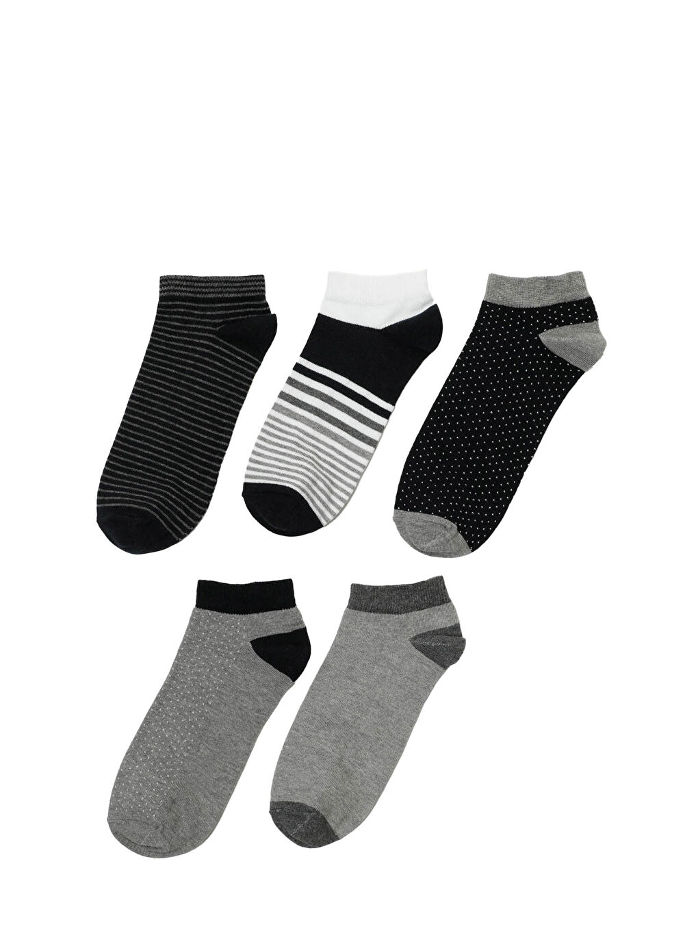 Gri FULL 5LI PTK-M 4PR GRI MULTI Erkek 5'li Patik Çorap