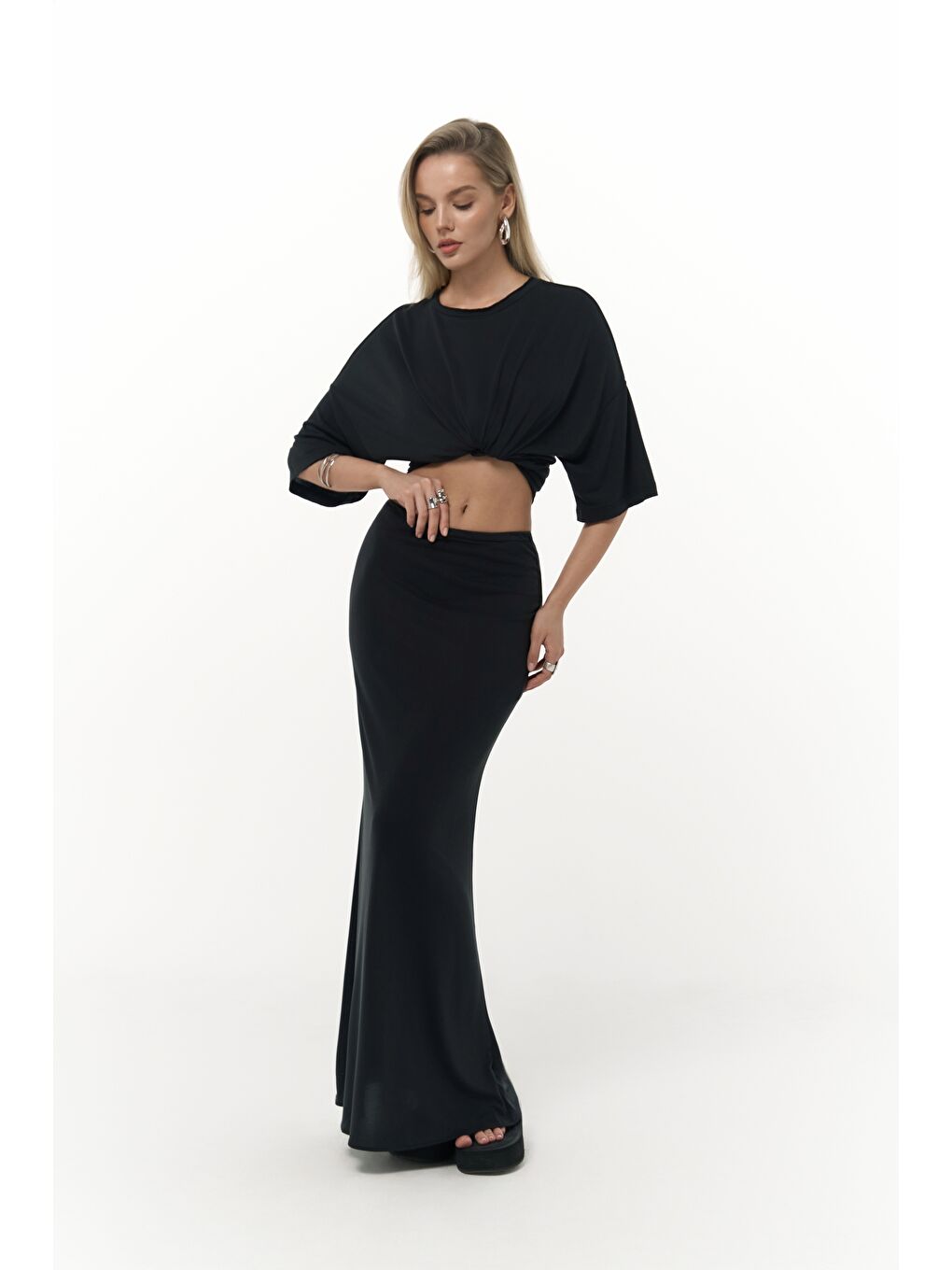 Grazia Siyah T-Shirt Etek Takım