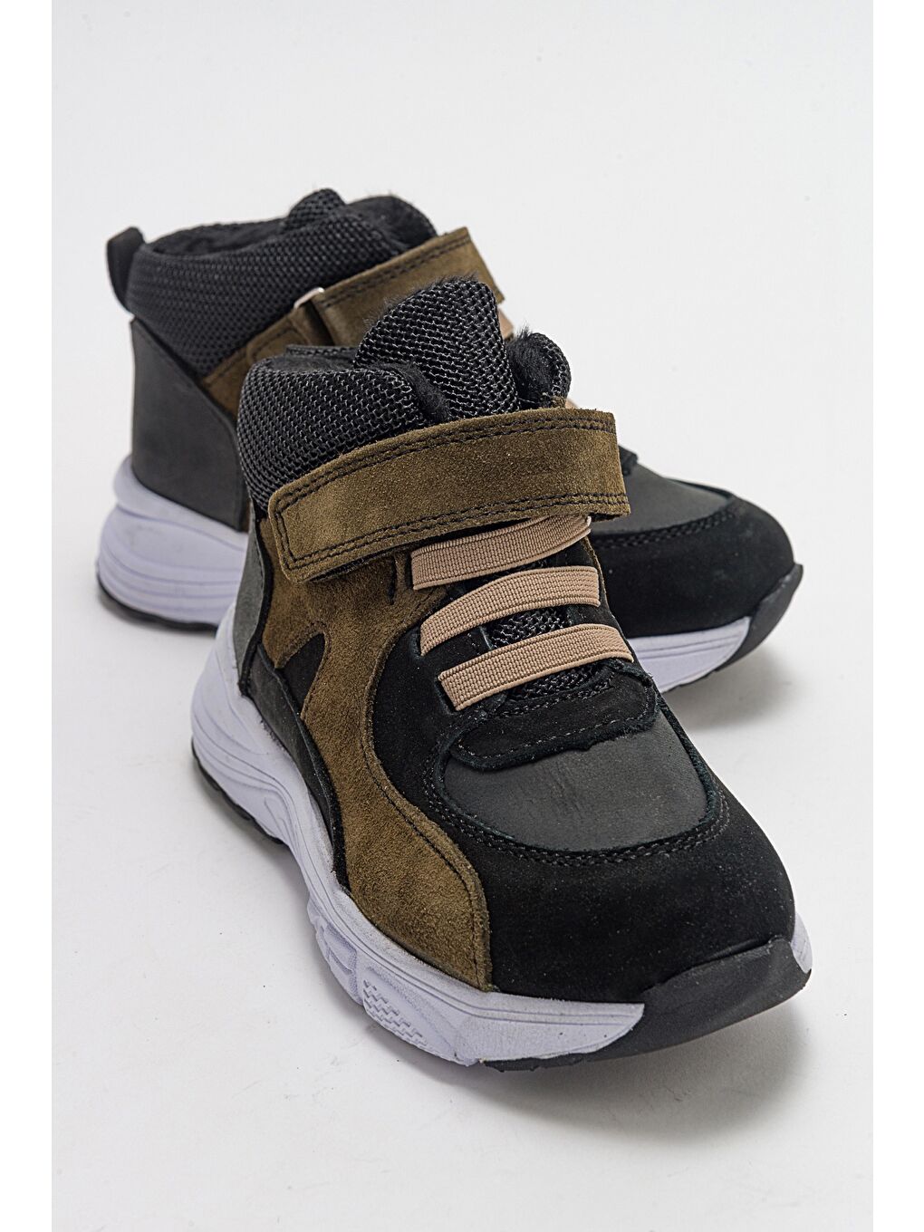 Erkek Çocuk Siyah-Haki Hakiki Deri Suya Dayanıklı Anatomik Günlük Bot-1