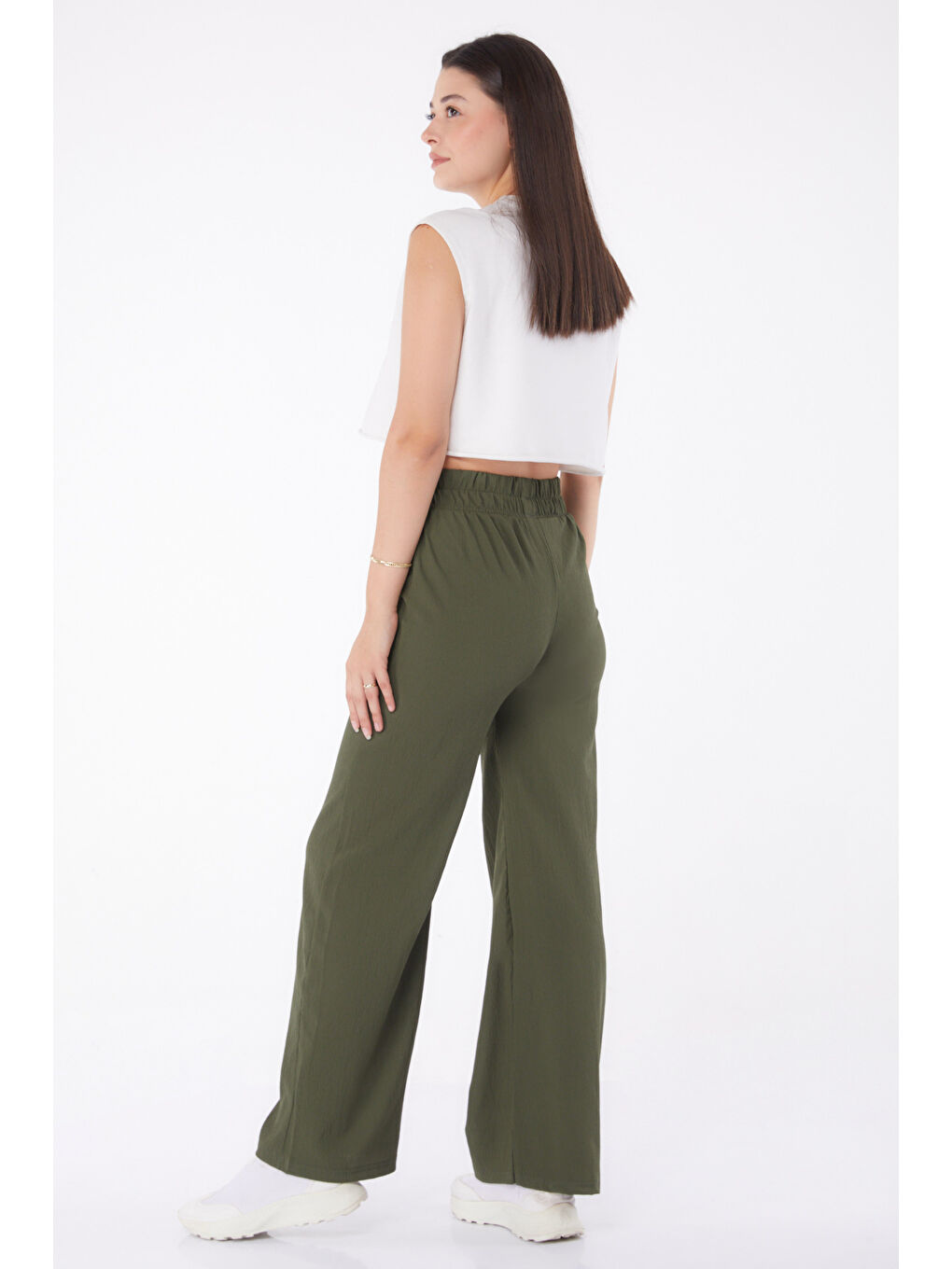 Beli Lastikli Pantolon Haki - 27074-3