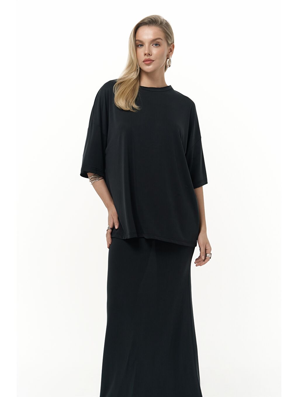 Grazia Siyah T-Shirt Etek Takım-5