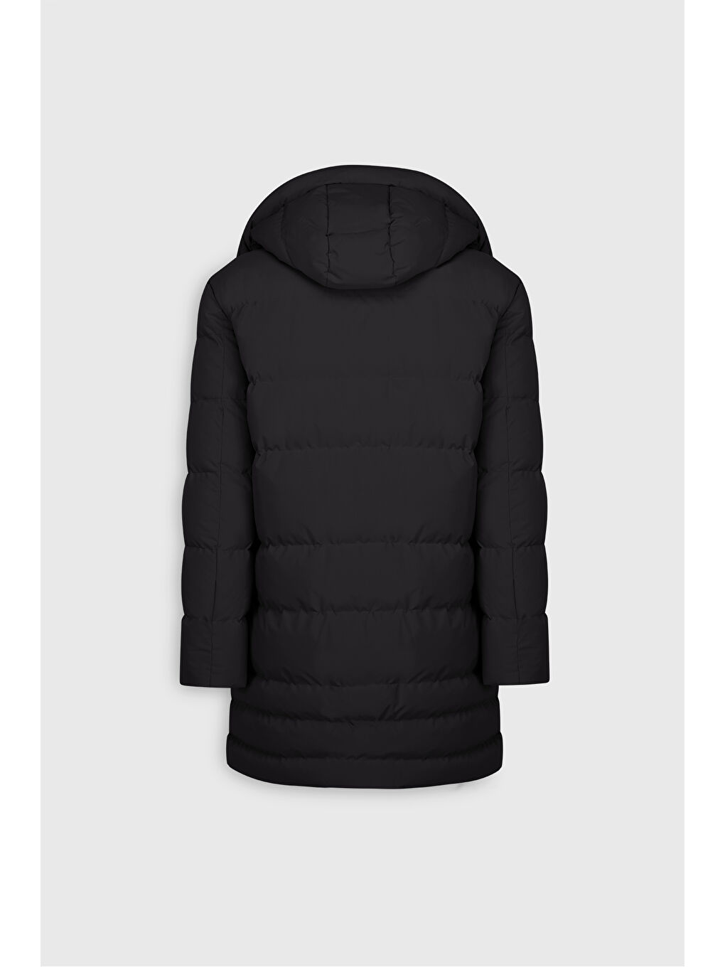 Erkek Siyah Standart Fit Normal Kesim Çıkma Kapüşon Dik Yaka Yan Cepli Kaban-9