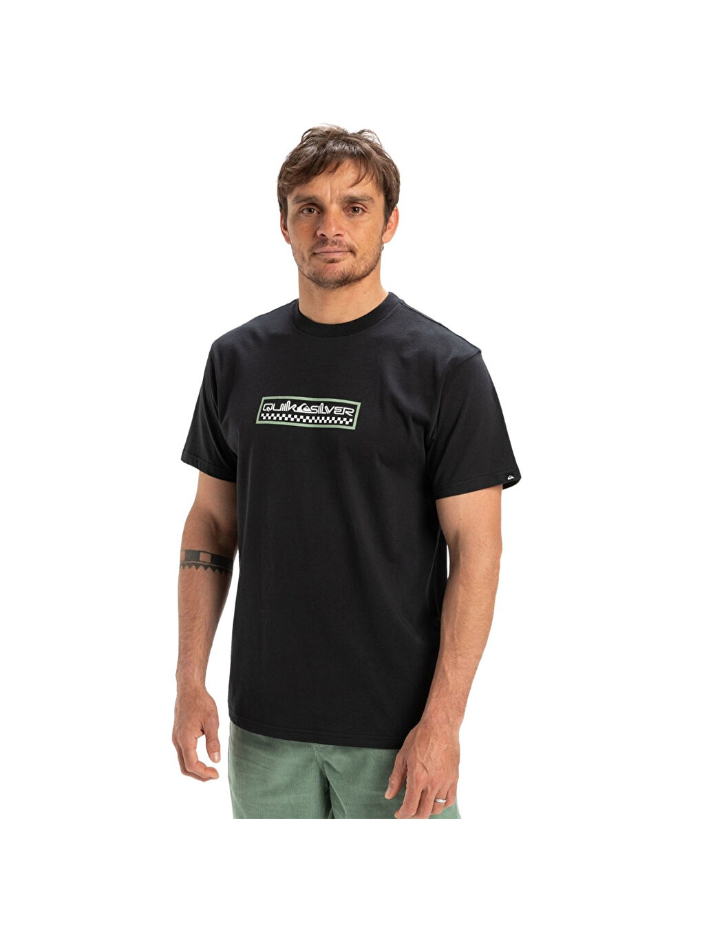 Ev Sun Dagger Erkek Siyah Yuvarlak Yaka Spor Tişört-1