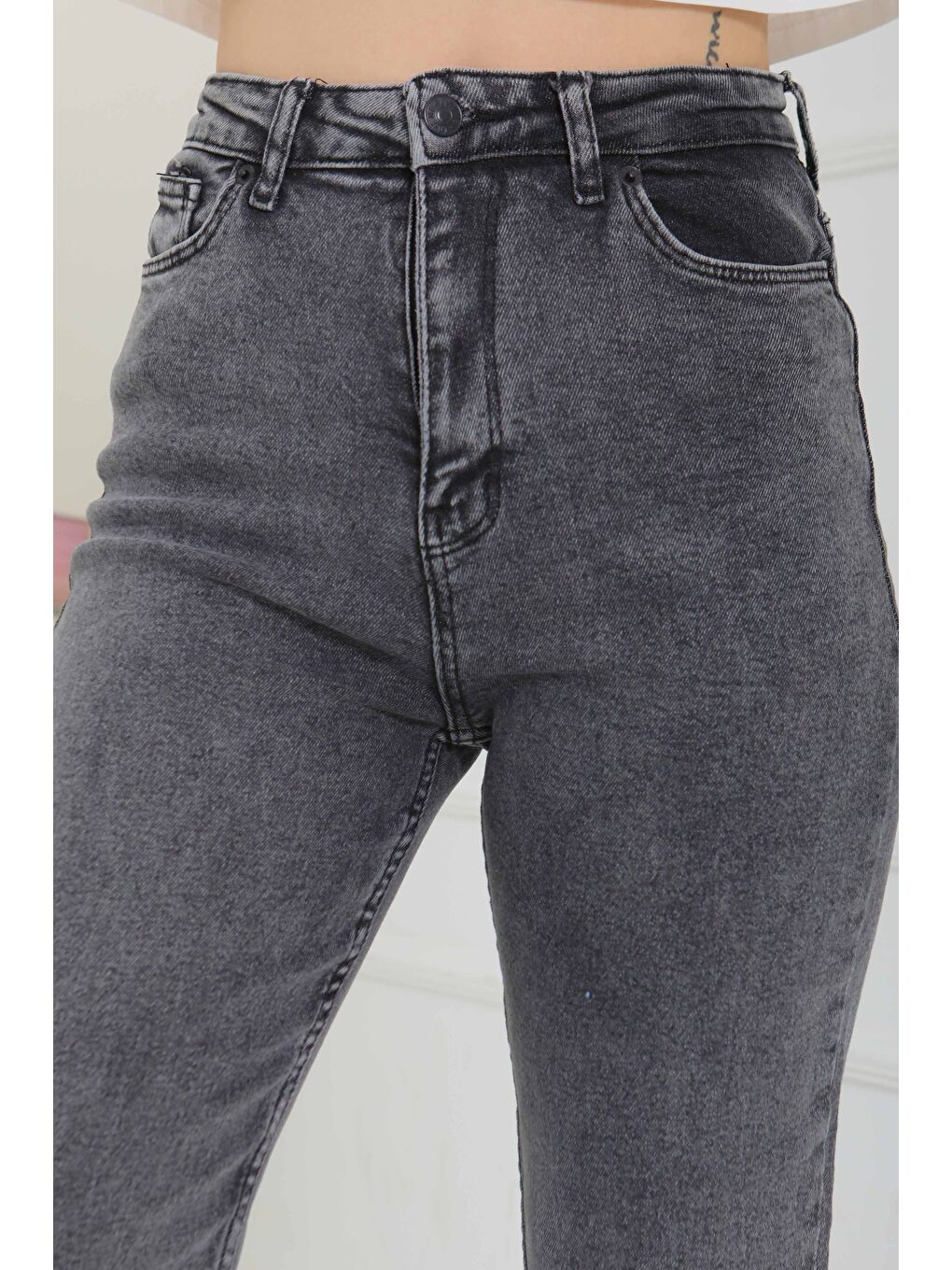 Gri Skinny Jean Pantolon Füme   26830-1