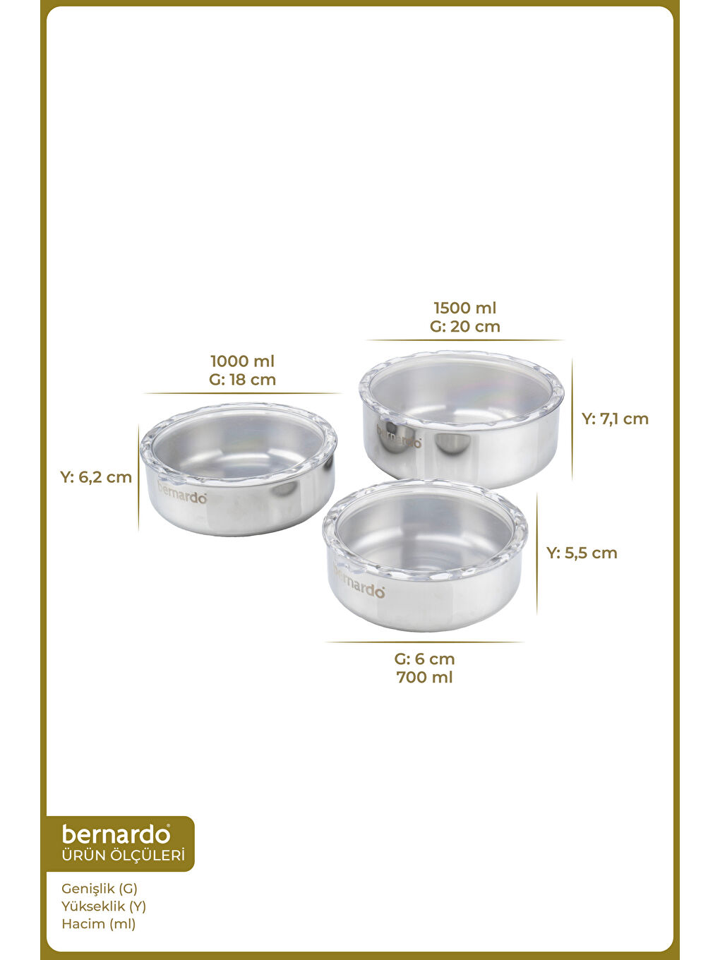 Gri Stelo 3'lü Çelik Saklama Kabı-1