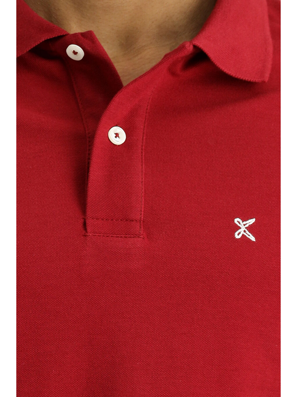 Kırmızı Polo Yaka Slim Fit Dar Kesim Nakışlı Pamuk %100 Pamuk Tişört-4