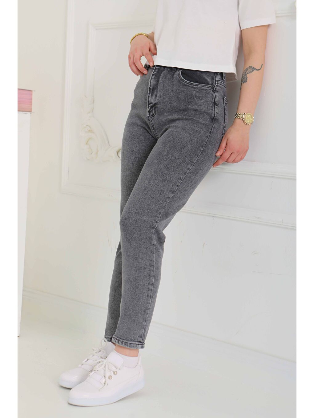 Gri Skinny Jean Pantolon Füme   26830-2