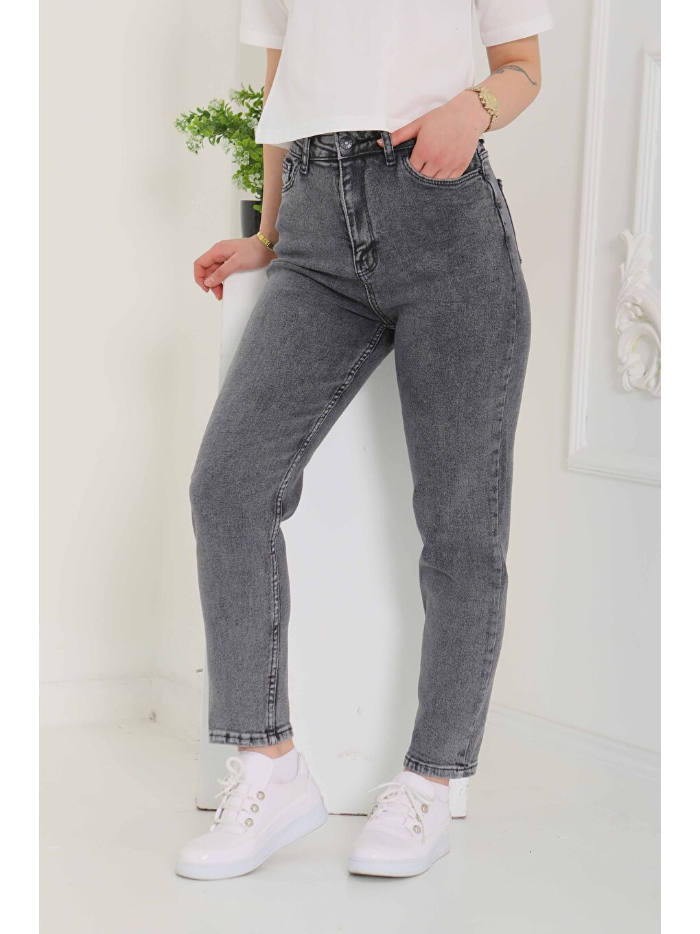 Gri Skinny Jean Pantolon Füme   26830-3