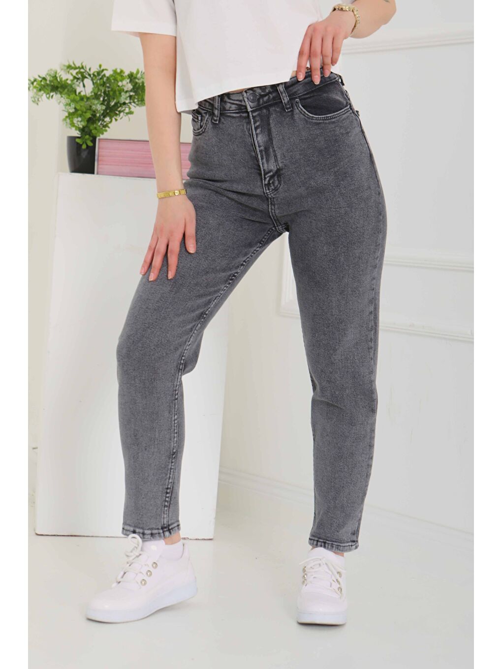 Gri Skinny Jean Pantolon Füme   26830-4