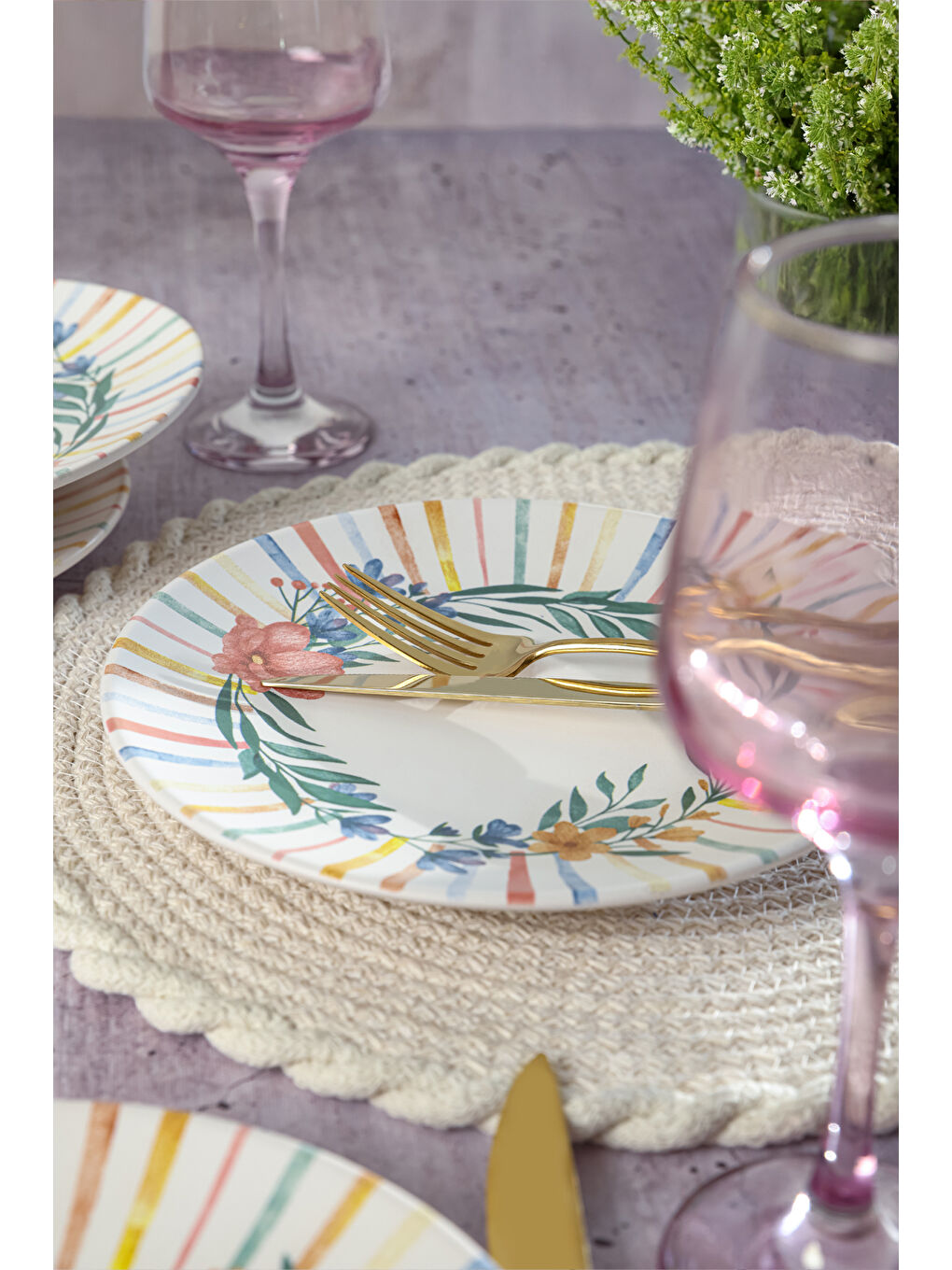 Karışık Soft Flowers Pasta Tabağı 20 Cm 6 Adet-3