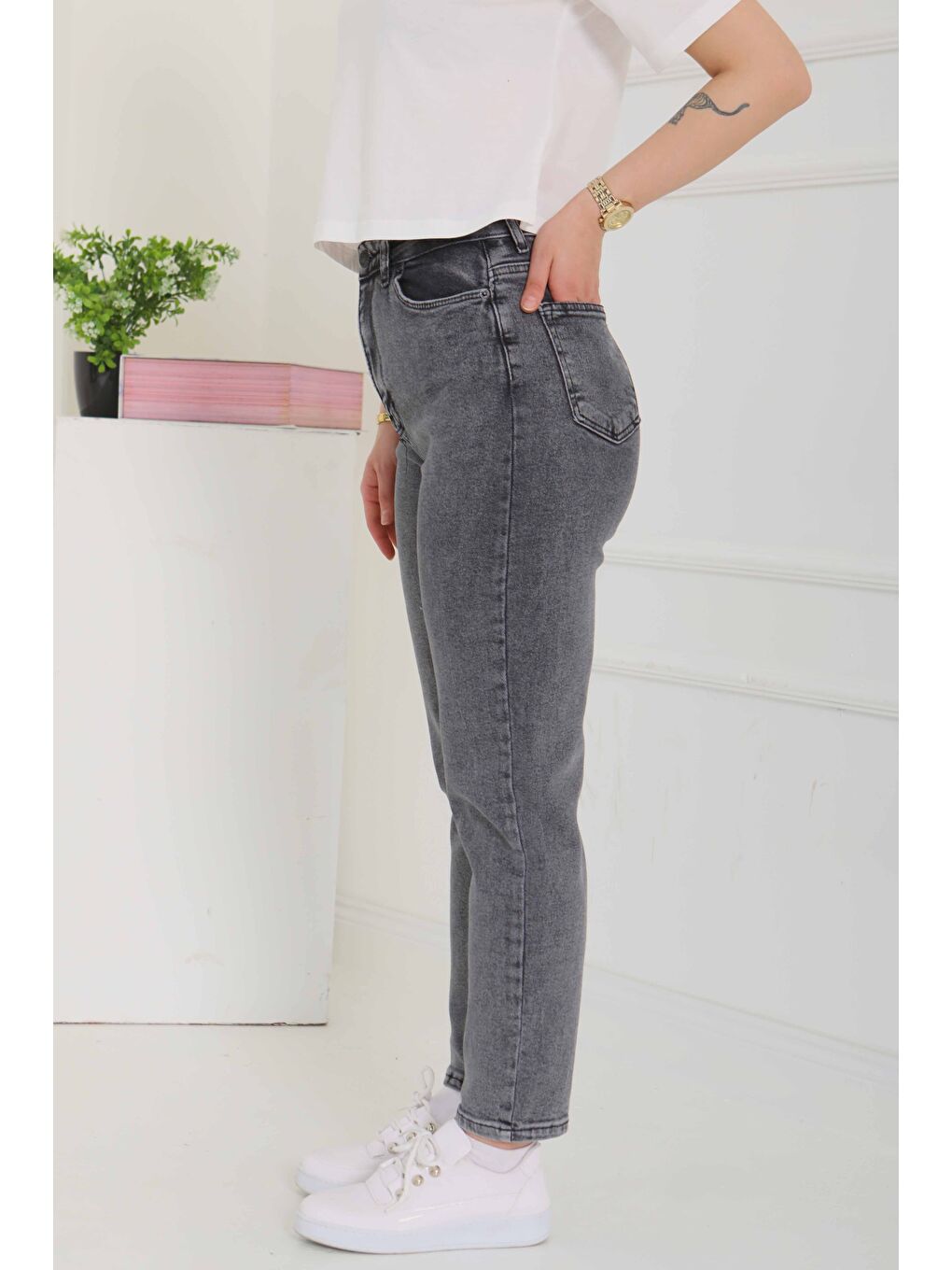 Gri Skinny Jean Pantolon Füme   26830-5