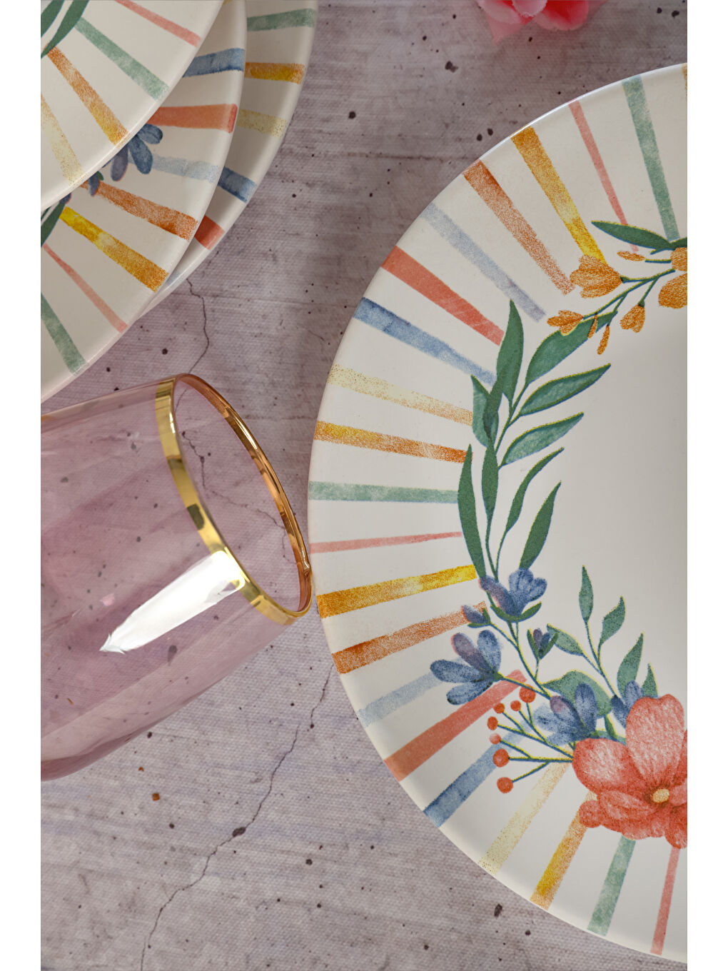 Karışık Soft Flowers Pasta Tabağı 20 Cm 6 Adet-5