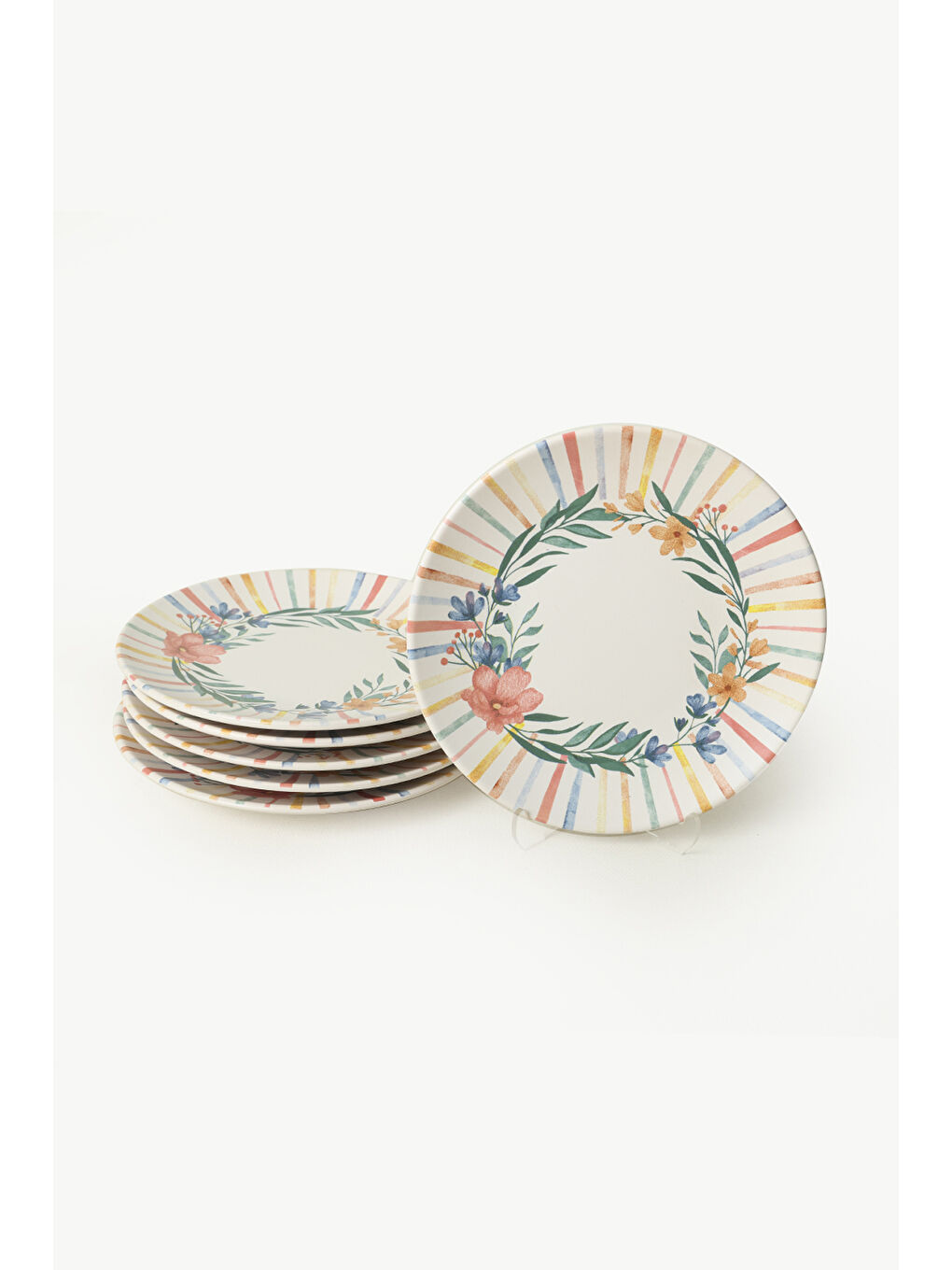 Karışık Soft Flowers Pasta Tabağı 20 Cm 6 Adet-7